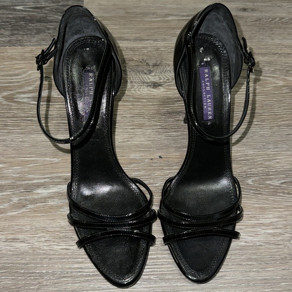 Ralph Lauren Purple Label Black Strappy Heels -Size 8.5 - Picture 5 of 7